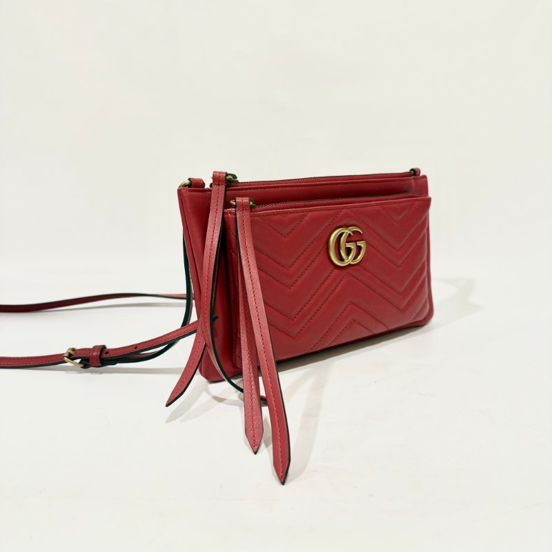 Gucci紅色馬夢二合一拉鍊斜背包453878-4