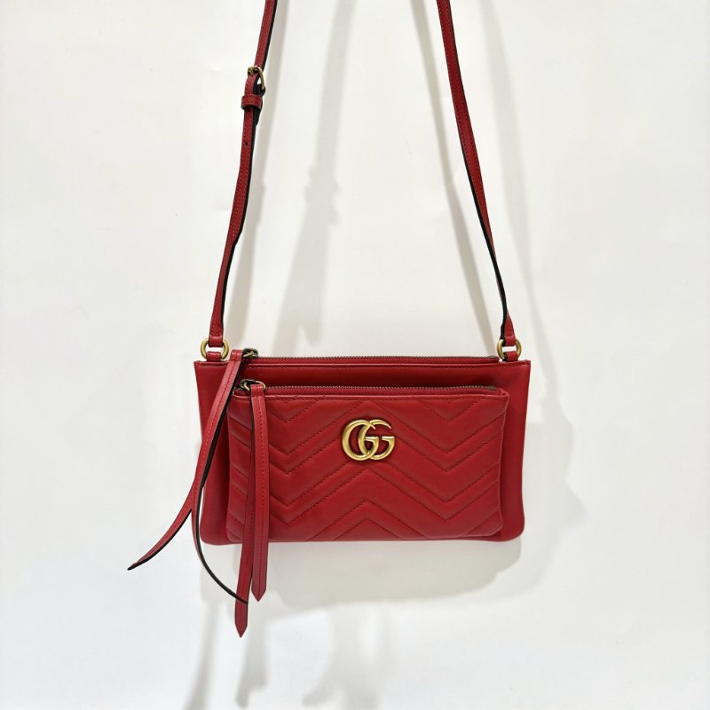 Gucci紅色馬夢二合一拉鍊斜背包453878-5