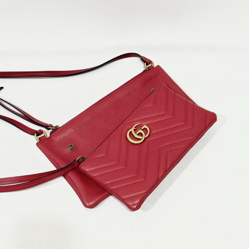 Gucci紅色馬夢二合一拉鍊斜背包453878-12