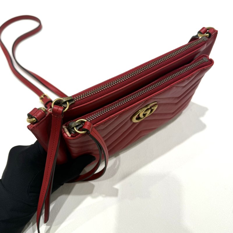 Gucci紅色馬夢二合一拉鍊斜背包453878-4