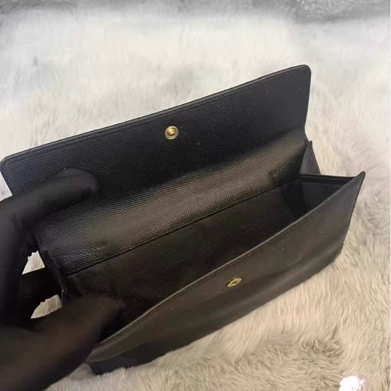 老香 CHANEL Vintage 黑色魚子醬皮 Coco Button 壓扣長夾|9字雷標|金黑圓扣-2