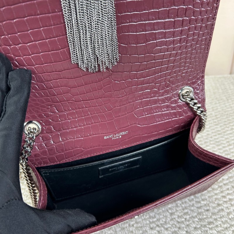 YSL聖羅蘭流蘇鱷魚壓紋kate鏈條包單肩包斜挎包 容量合適 日常百搭 高級有檔次的一款包 低調優雅-2