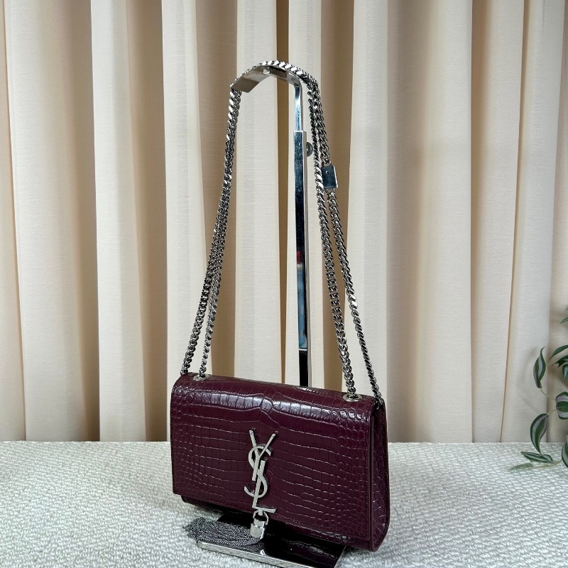 YSL聖羅蘭流蘇鱷魚壓紋kate鏈條包單肩包斜挎包 容量合適 日常百搭 高級有檔次的一款包 低調優雅-4