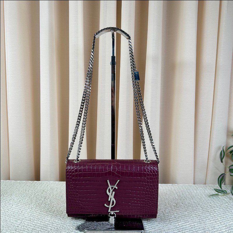YSL聖羅蘭流蘇鱷魚壓紋kate鏈條包單肩包斜挎包 容量合適 日常百搭 高級有檔次的一款包 低調優雅-5
