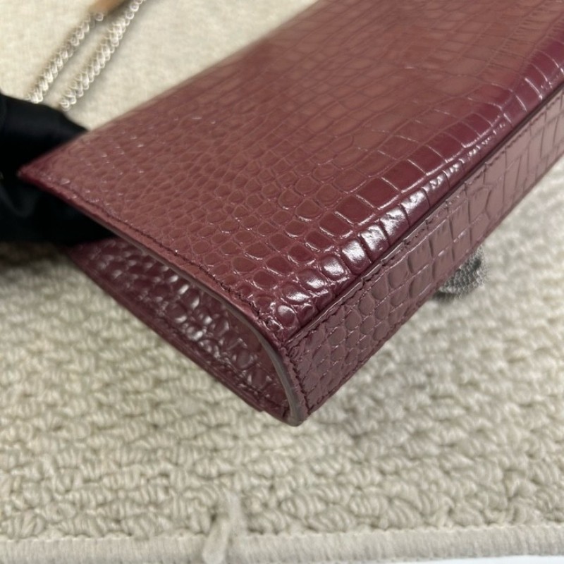 YSL聖羅蘭流蘇鱷魚壓紋kate鏈條包單肩包斜挎包 容量合適 日常百搭 高級有檔次的一款包 低調優雅-11