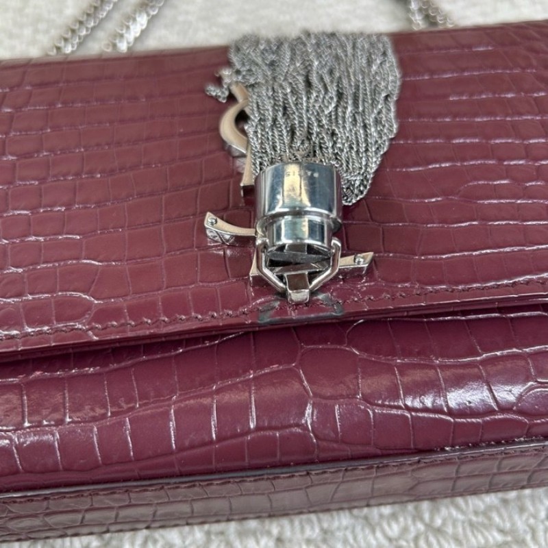 YSL聖羅蘭流蘇鱷魚壓紋kate鏈條包單肩包斜挎包 容量合適 日常百搭 高級有檔次的一款包 低調優雅-23