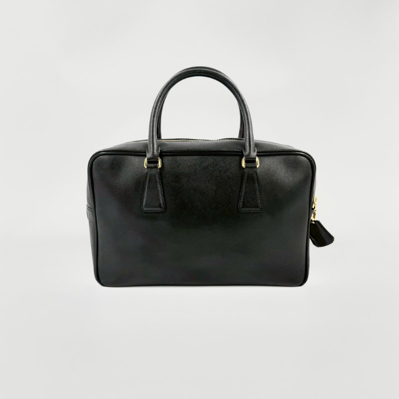 PRADA黑金牛皮方形手提托特包BL0095-6