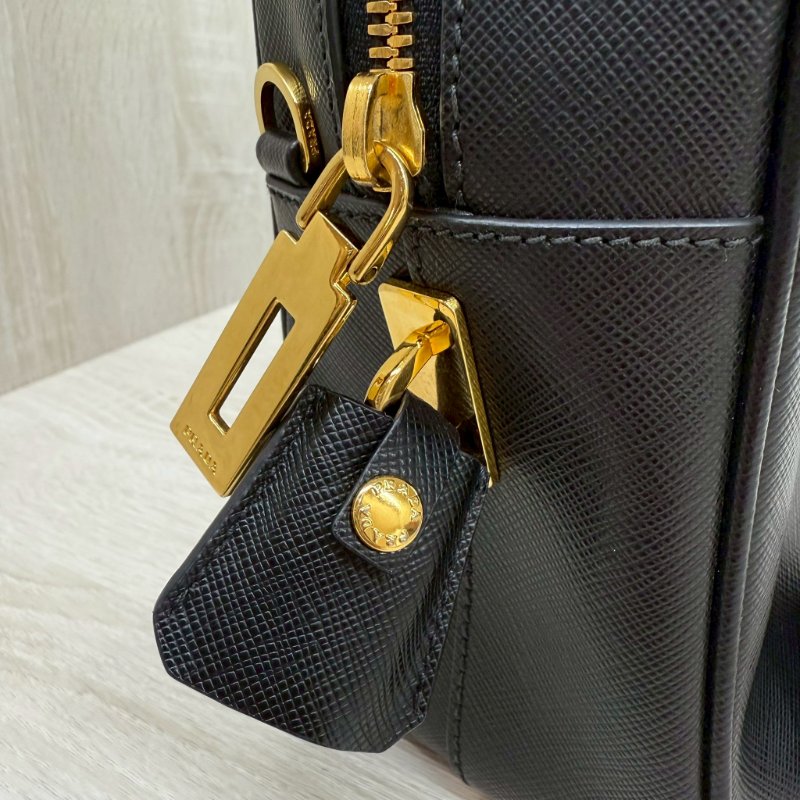 PRADA黑金牛皮方形手提托特包BL0095-13