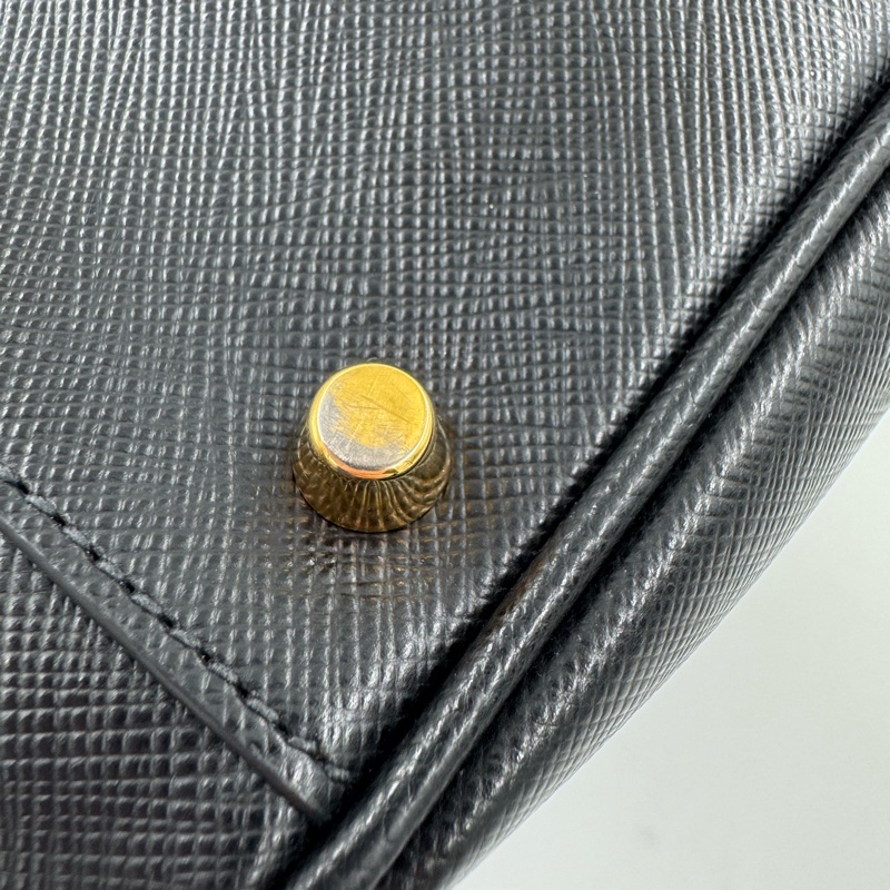 PRADA黑金牛皮方形手提托特包BL0095-21