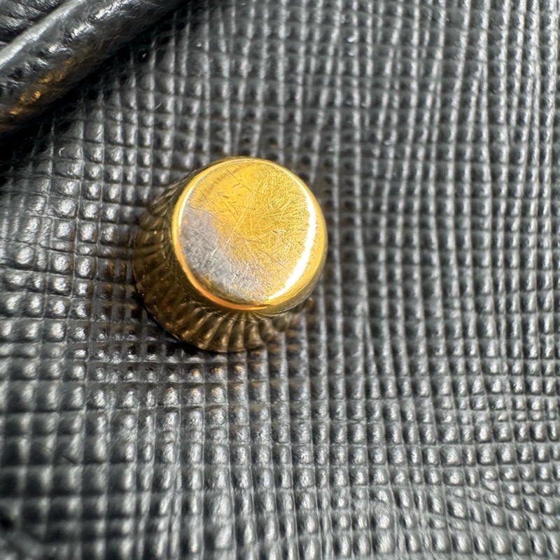 PRADA黑金牛皮方形手提托特包BL0095-22