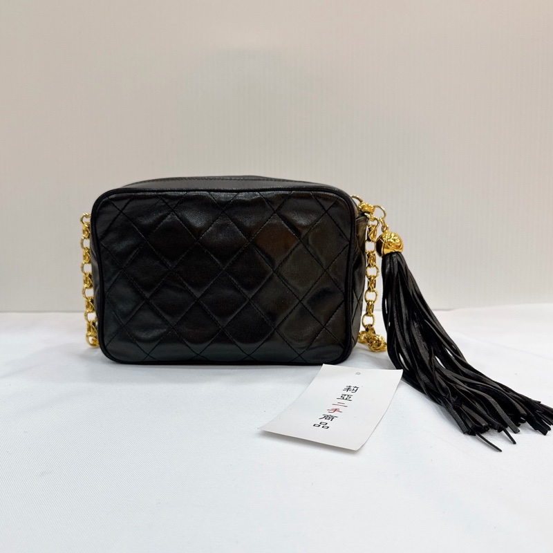 莉亞精品♡Chanel 流蘇相機包Vintage 黑 二手美包-3