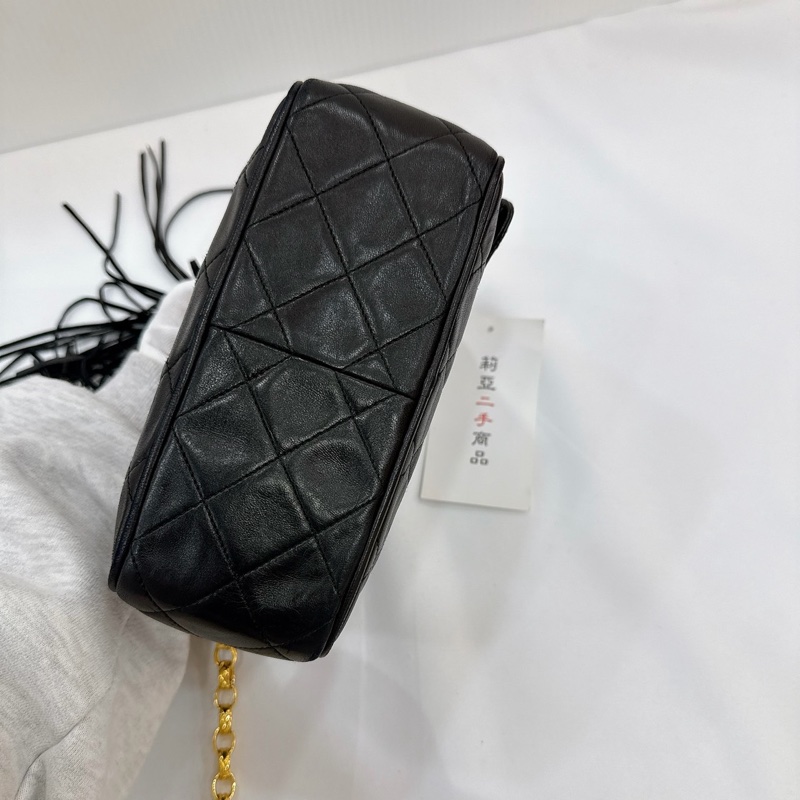 莉亞精品♡Chanel 流蘇相機包Vintage 黑 二手美包-5
