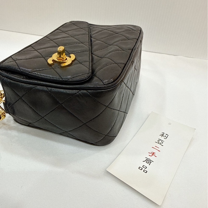 莉亞精品♡Chanel 流蘇相機包Vintage 黑 二手美包-8