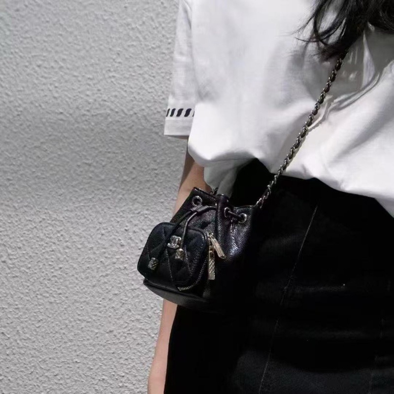🔥新到:99🆕 CHANEL / 香奈兒 22B秋冬 菱格皮穿鏈 抽繩水桶 魚子醬牛皮 超迷你 超可愛🉐-2