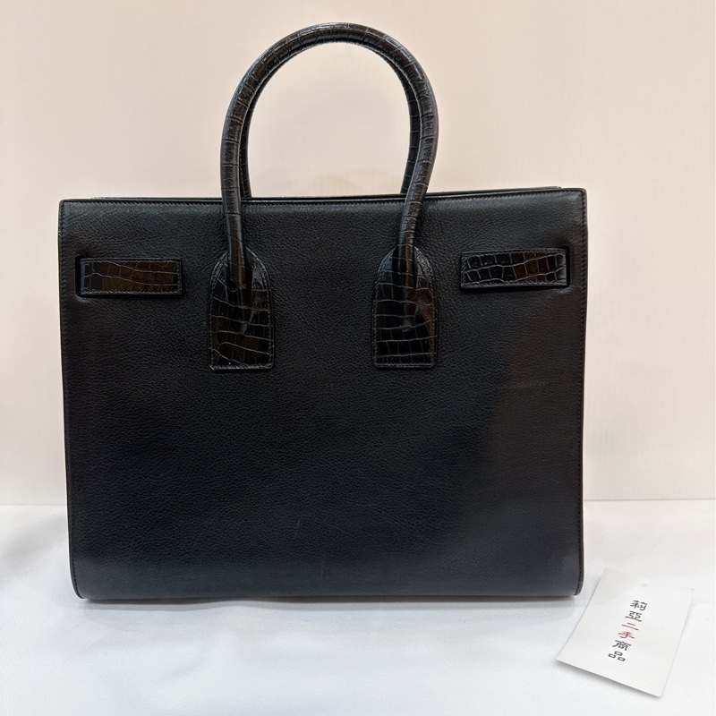 莉亞精品♡ YSL 牛皮手提風琴包黑皮革 二手-3