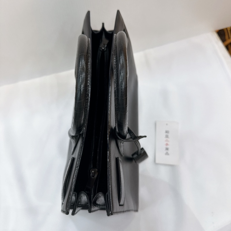 莉亞精品♡ YSL 牛皮手提風琴包黑皮革 二手-4