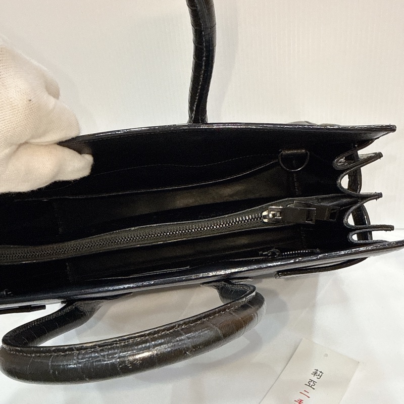 莉亞精品♡ YSL 牛皮手提風琴包黑皮革 二手-15