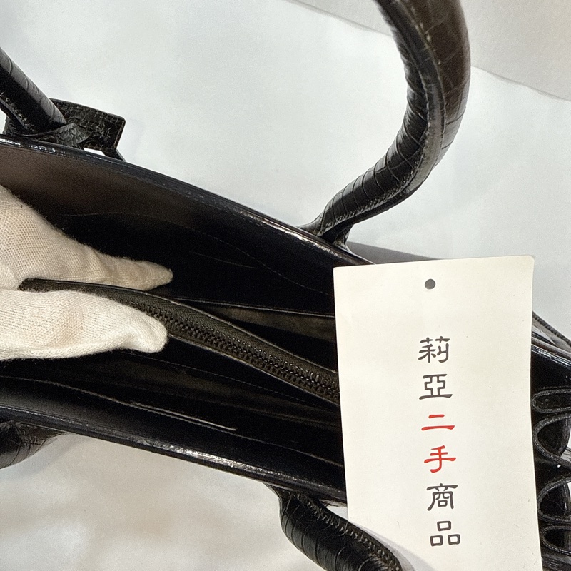 莉亞精品♡ YSL 牛皮手提風琴包黑皮革 二手-16