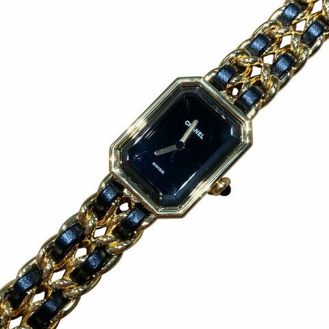 CHANEL 香奈兒 H0001 Premiere L 方糖 石英錶 黑金