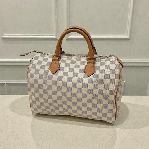莉亞精品♡ LV N41370 白棋盤格 speedy30 二手