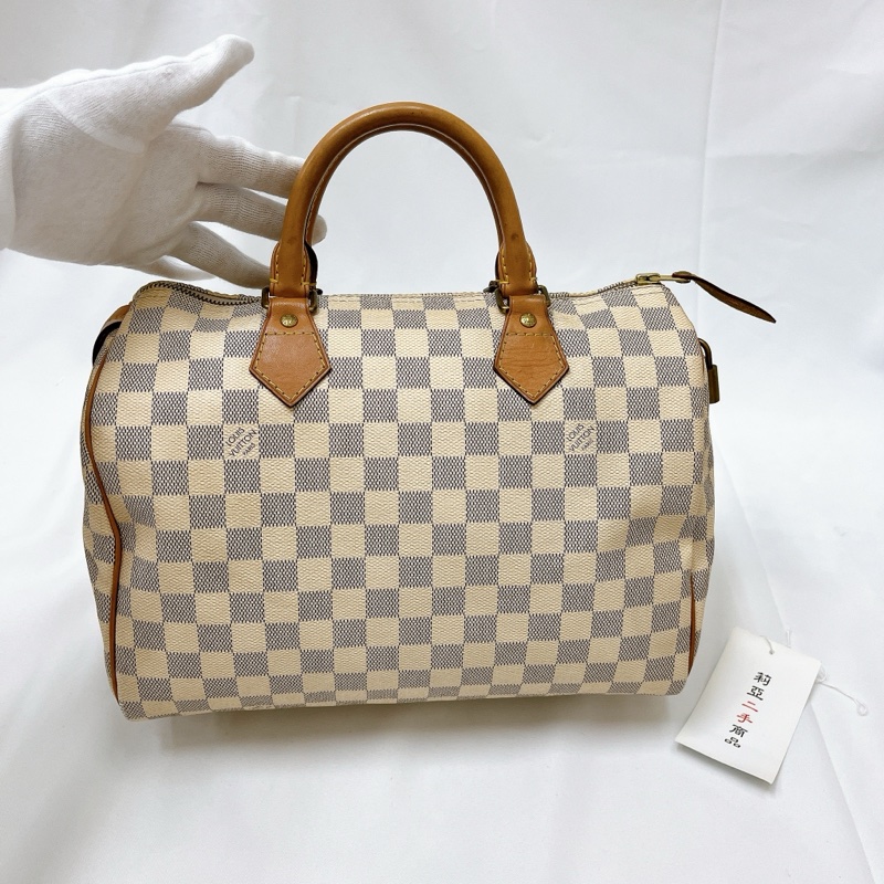 莉亞精品♡ LV N41370 白棋盤格 speedy30 二手-2