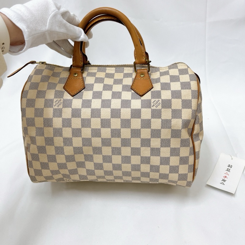 莉亞精品♡ LV N41370 白棋盤格 speedy30 二手-3