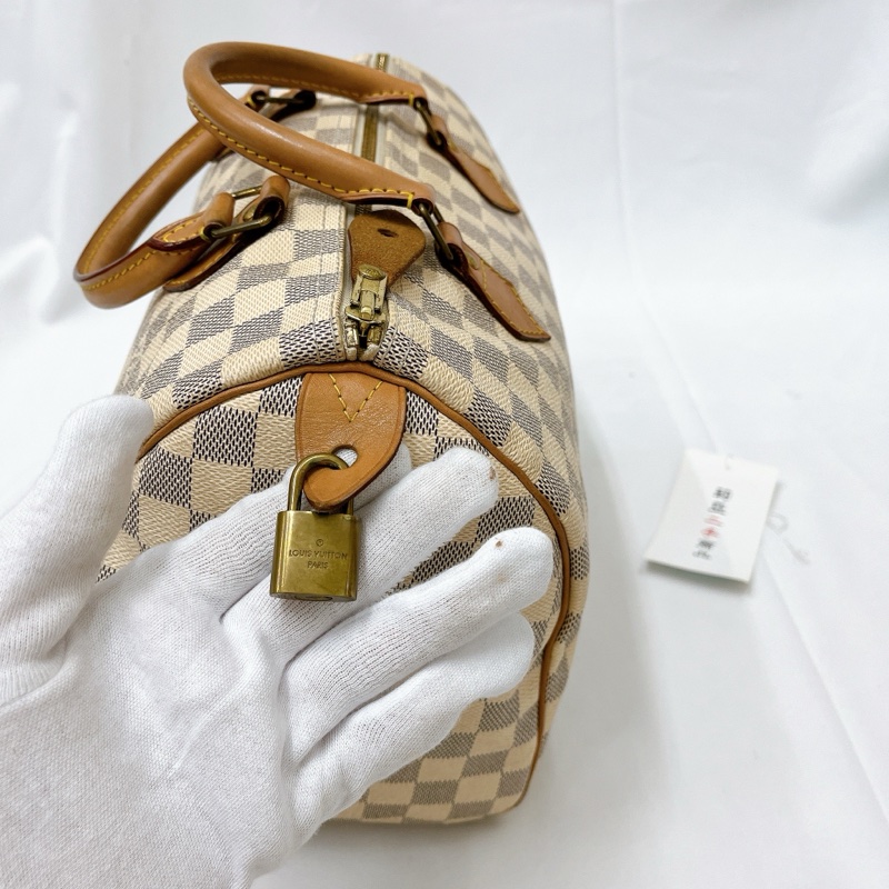 莉亞精品♡ LV N41370 白棋盤格 speedy30 二手-6