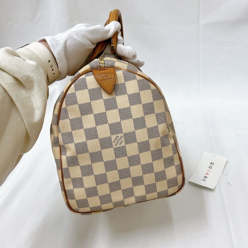 莉亞精品♡ LV N41370 白棋盤格 speedy30 二手-7