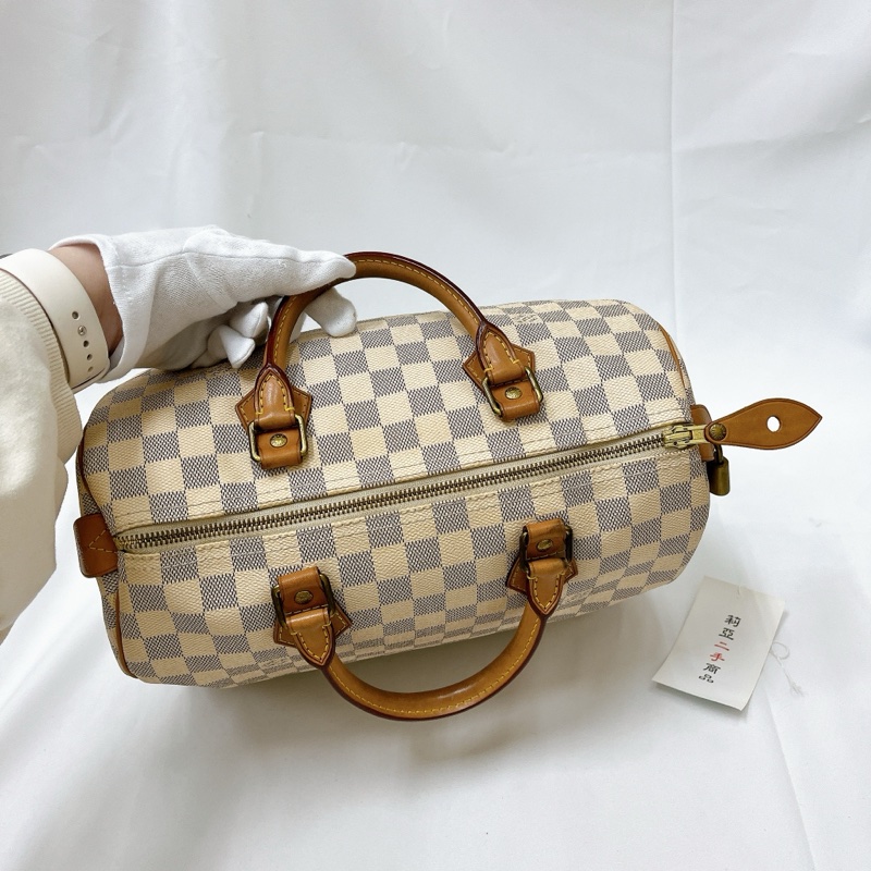 莉亞精品♡ LV N41370 白棋盤格 speedy30 二手-8