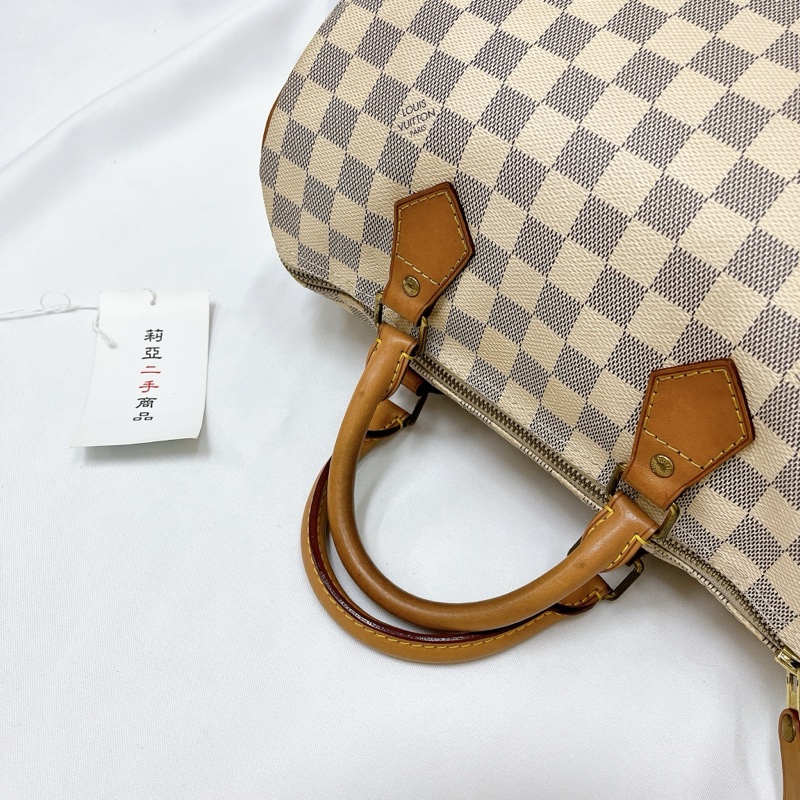 莉亞精品♡ LV N41370 白棋盤格 speedy30 二手-13