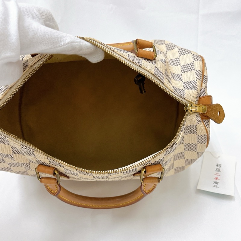 莉亞精品♡ LV N41370 白棋盤格 speedy30 二手-15