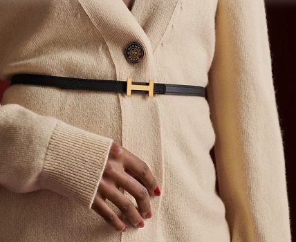 Hermès 愛馬仕 雙面皮帶(黑+米白)全新全配-0