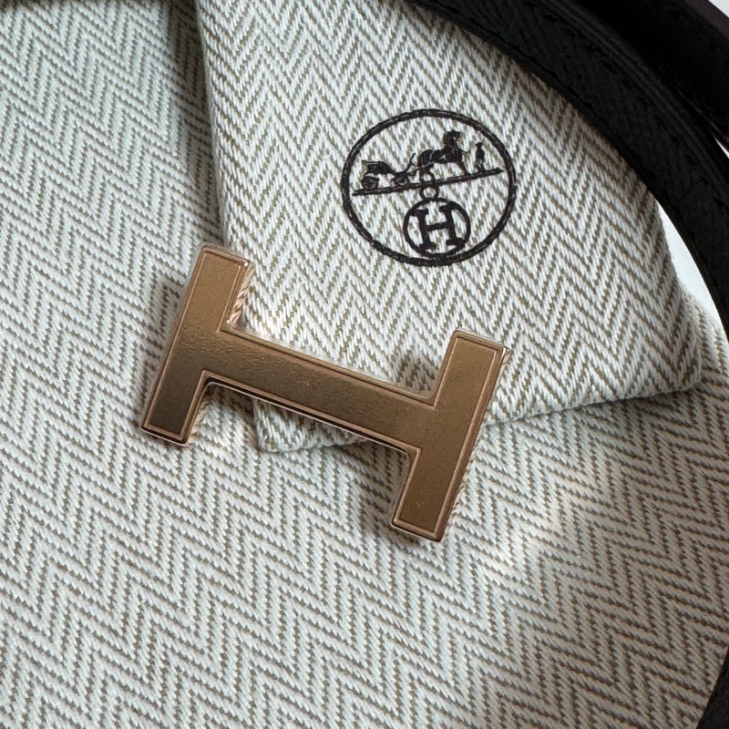 Hermès 愛馬仕 雙面皮帶(黑+米白)全新全配-3