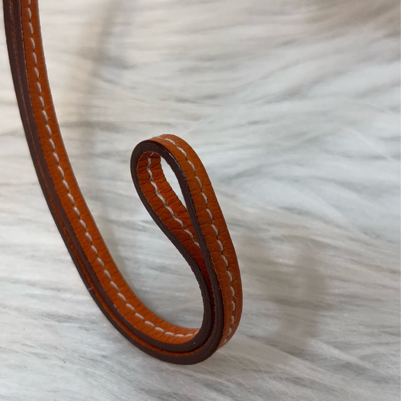 HERMES Paddock Cheval Bag Charm 愛馬仕 橘色 皮革 縷空 馬頭-4