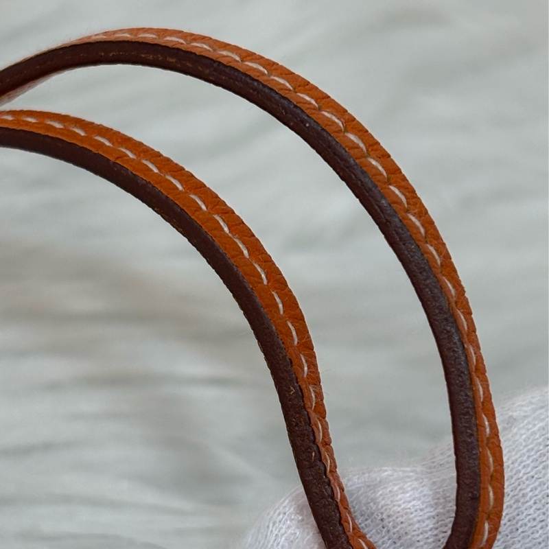 HERMES Paddock Cheval Bag Charm 愛馬仕 橘色 皮革 縷空 馬頭-16