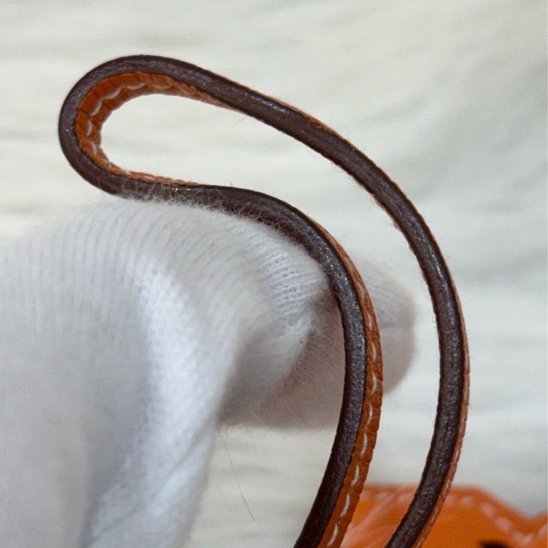 HERMES Paddock Cheval Bag Charm 愛馬仕 橘色 皮革 縷空 馬頭-18