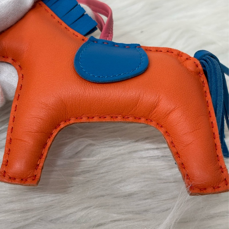 HERMES Rodeo mm 愛瑪仕 中馬 小馬 全皮 3色 橘粉藍色 吊飾 掛飾 吊牌 掛件-2