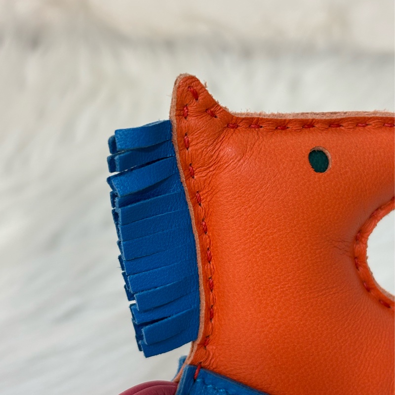 HERMES Rodeo mm 愛瑪仕 中馬 小馬 全皮 3色 橘粉藍色 吊飾 掛飾 吊牌 掛件-8