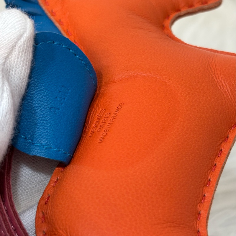 HERMES Rodeo mm 愛瑪仕 中馬 小馬 全皮 3色 橘粉藍色 吊飾 掛飾 吊牌 掛件-22