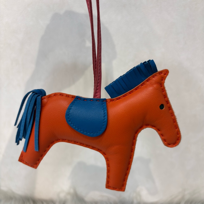 HERMES Rodeo mm 愛瑪仕 中馬 小馬 全皮 3色 橘粉藍色 吊飾 掛飾 吊牌 掛件-23