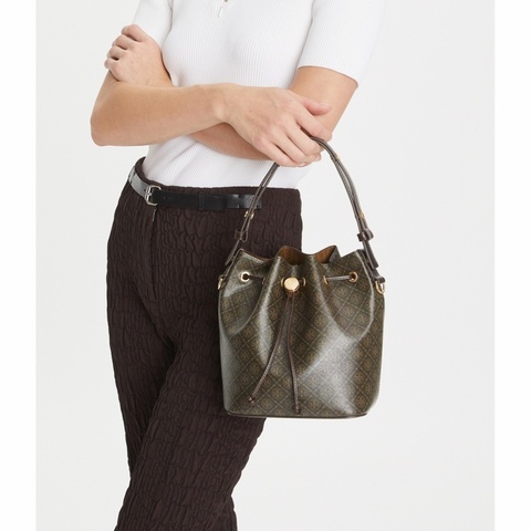 Tory Burch 女士 T Monogram 水桶包均碼碼17.9cm*11.7cm*21.2cm