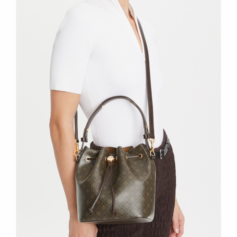 Tory Burch 女士 T Monogram 水桶包均碼碼17.9cm*11.7cm*21.2cm-3