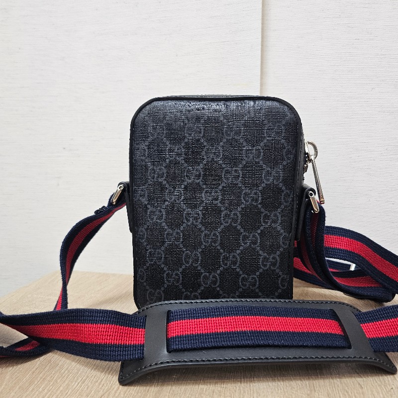 [新年買新包福利🧧] Gucci黑灰老花藍紅藍背帶拉鏈mini日字斜背包-2