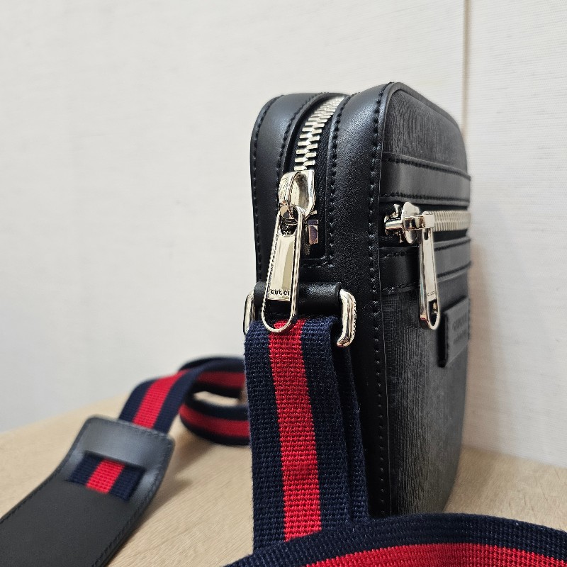 [新年買新包福利🧧] Gucci黑灰老花藍紅藍背帶拉鏈mini日字斜背包-3
