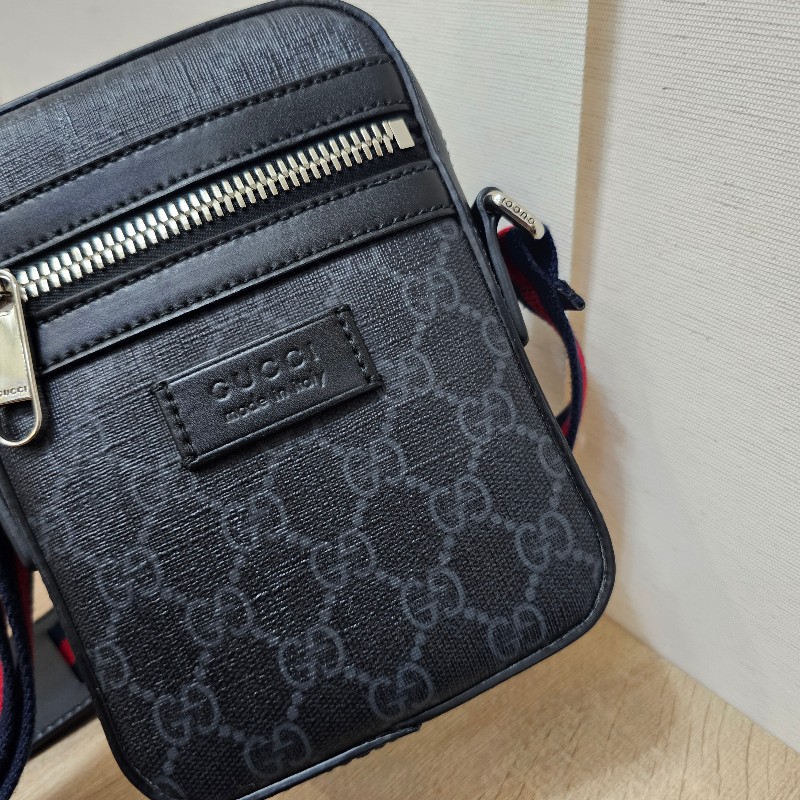 [新年買新包福利🧧] Gucci黑灰老花藍紅藍背帶拉鏈mini日字斜背包-5