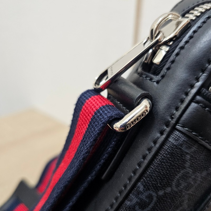 [新年買新包福利🧧] Gucci黑灰老花藍紅藍背帶拉鏈mini日字斜背包-8