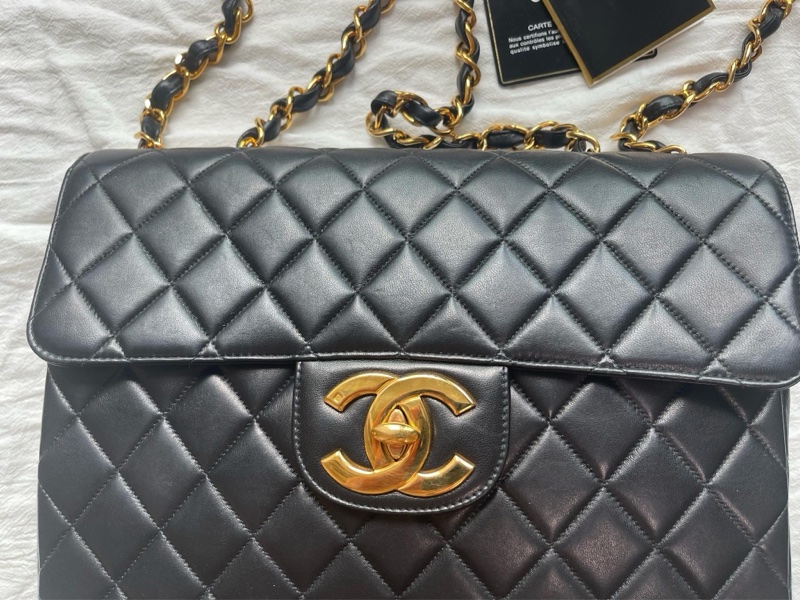 Chanel Vintage 大Logo 貝嫂包 30公分-5