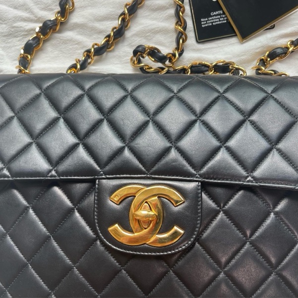 Chanel Vintage 大Logo 貝嫂包 30公分-8