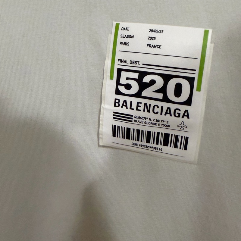 Balenciaga 520 標籤印花淺藍色T 恤🔥-1
