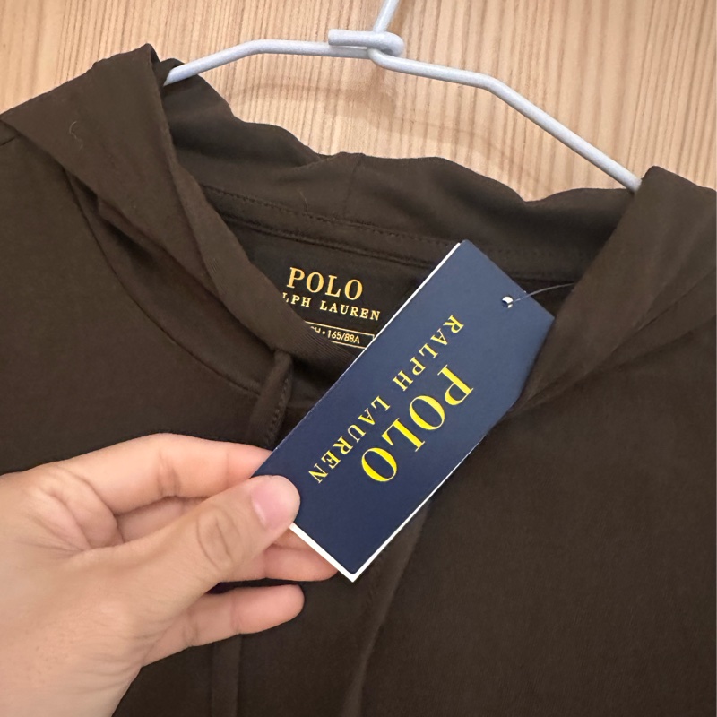 女生可穿polo Ralph Lauren全新咖啡色連帽100%純棉上衣男款xs-3